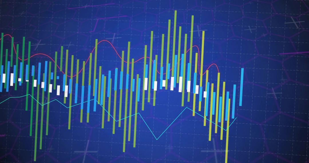 Neon Candlestick Trading Chart Visualizing Market Trends, Financial Data and Analytics