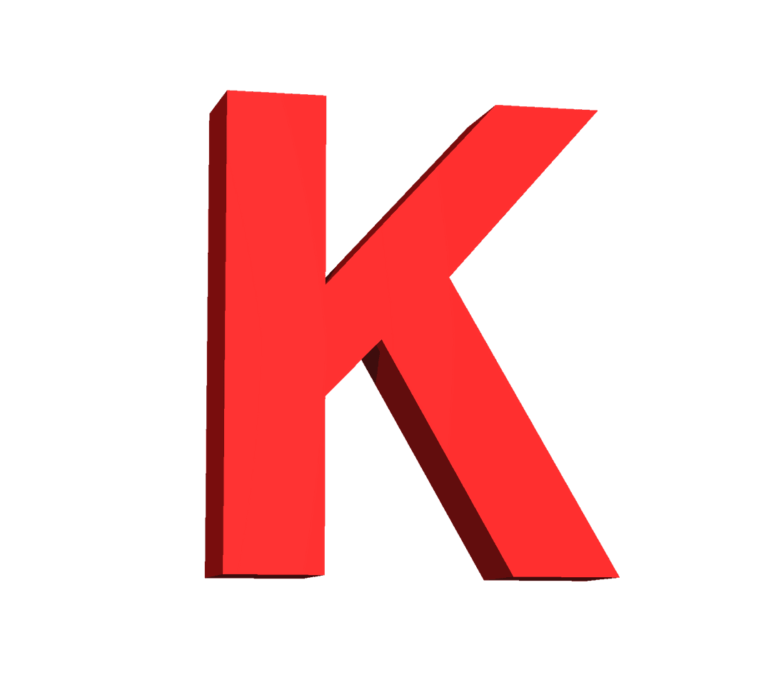 Red 3D Letter K on Transparent Background