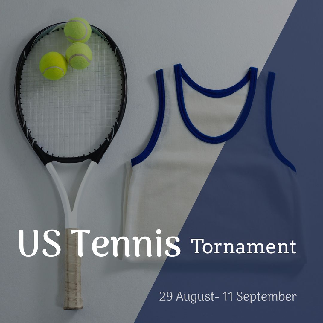 Tennis Tournament Composition with Racket and Apparel