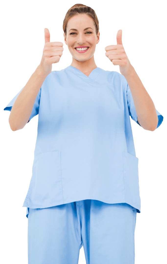 Cheerful Healthcare Professional Giving Thumbs Up on Transparent Background