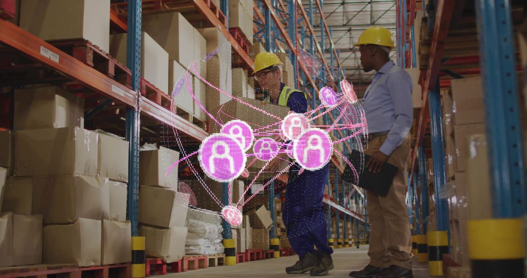 Warehouse Workers Visualizing Digital Network Integration