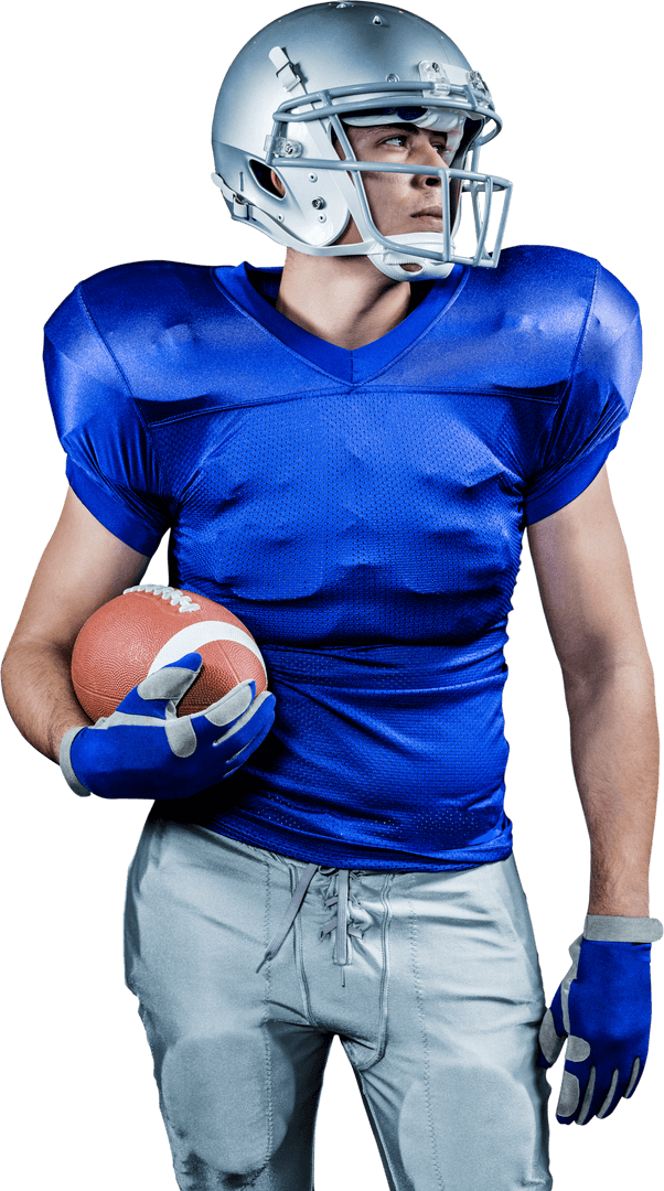 Transparent Confident American Football Player Holding Ball