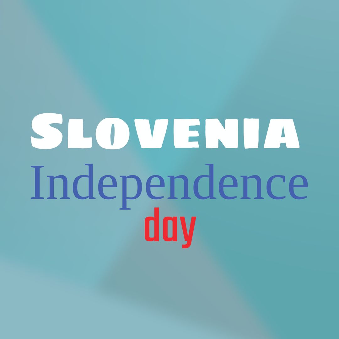 Slovenia Independence Day Celebration Banner with Text on Blue Background