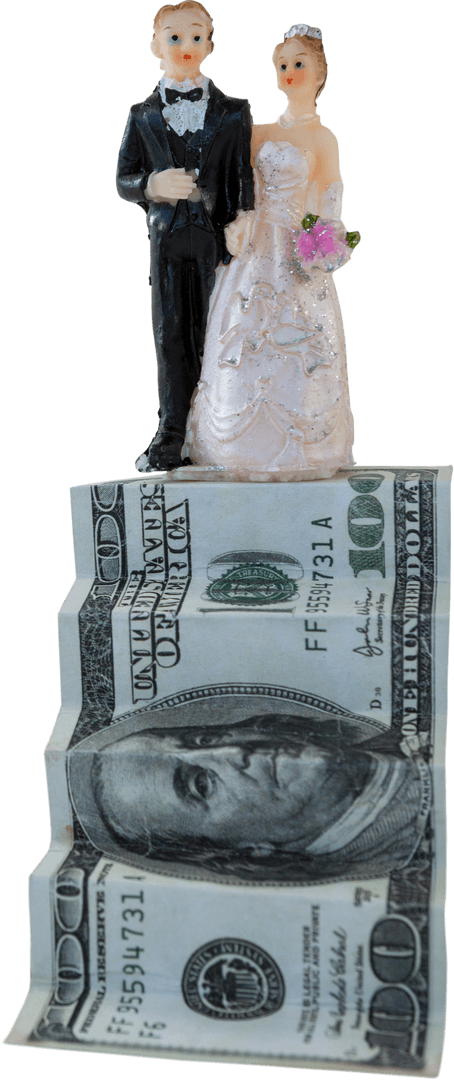 Wedding Couple Figurines on Transparent Currency Stand
