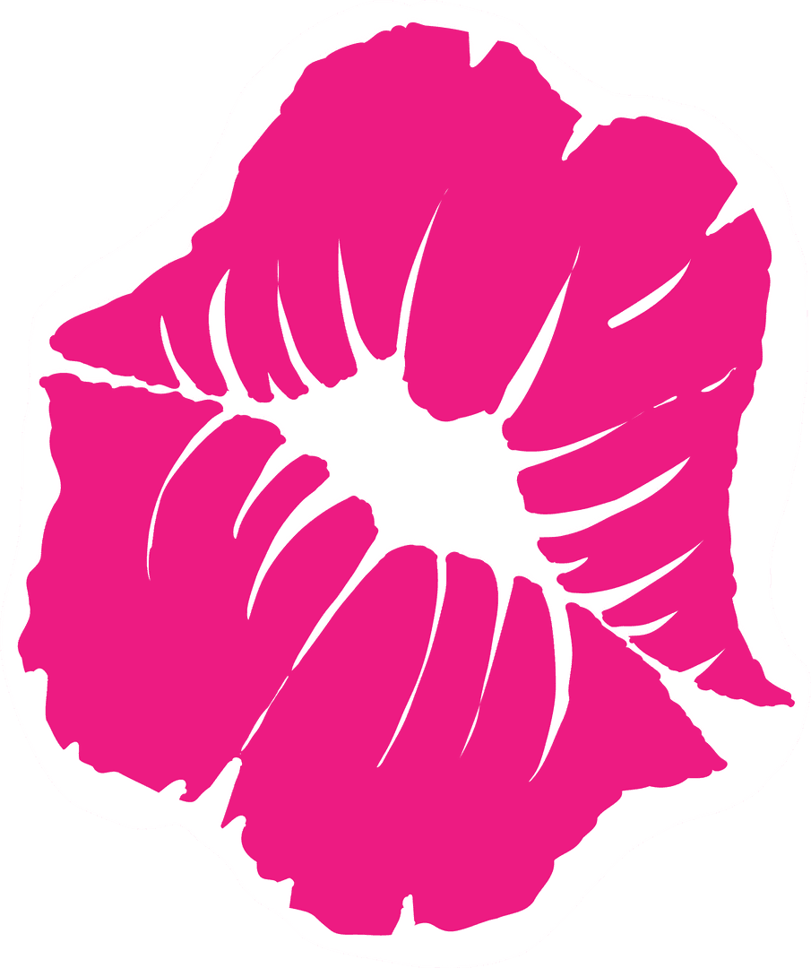 Stylized Magenta Lip Print Graphic on Transparent Background