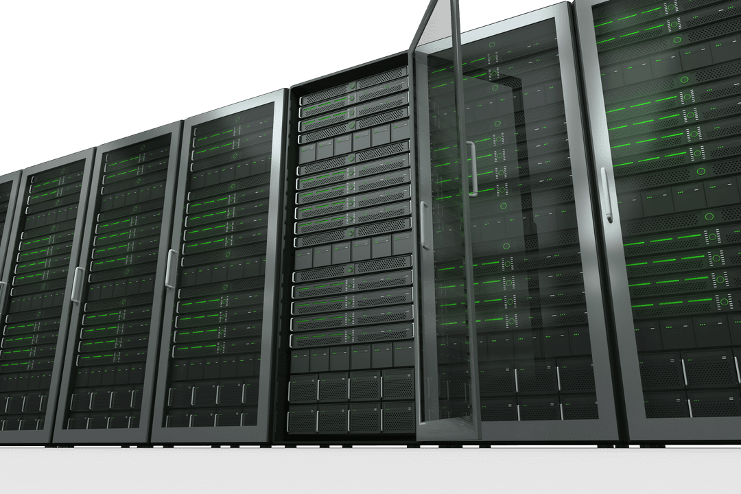 Transparent Technology Row of Black Servers for Data Management
