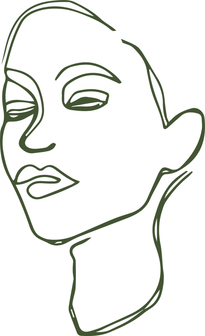 Minimalist Continuous Line Art of Abstract Female Face on Transparent Background