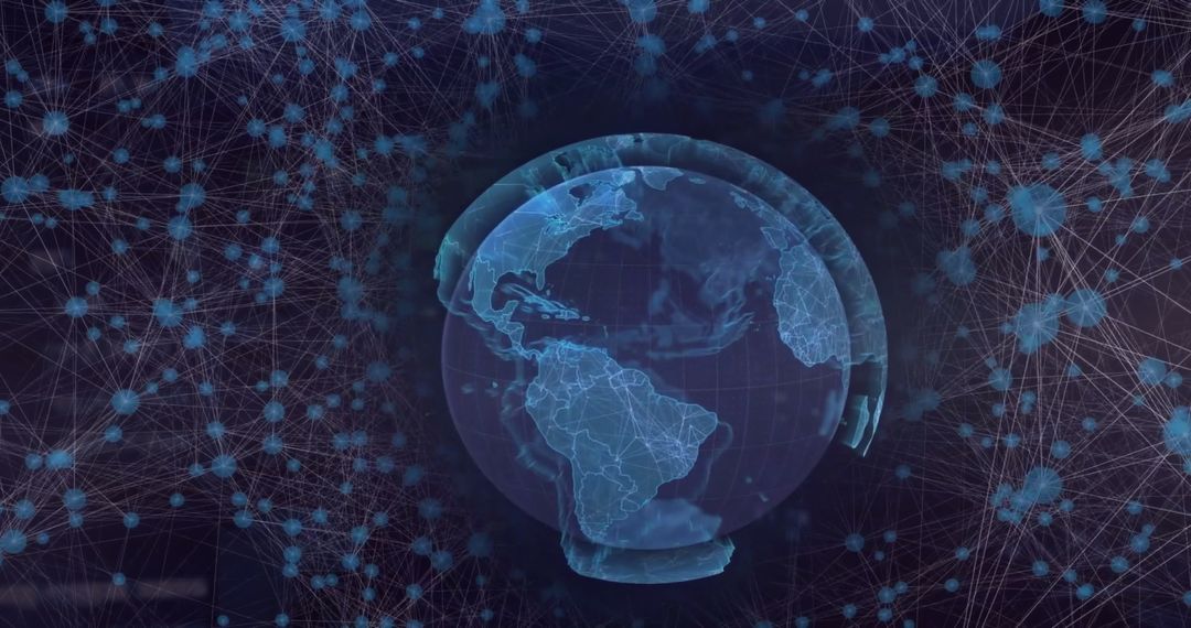 Digital Network Connections Intersecting over 3D Globe