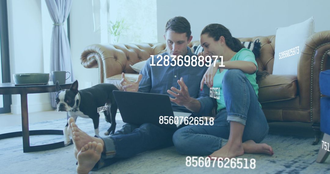 Couple Discussing Data with Digital Overlay