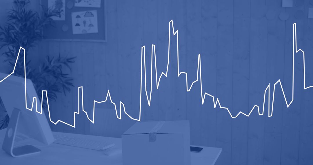 Abstract Data Processing Concept with Office Background