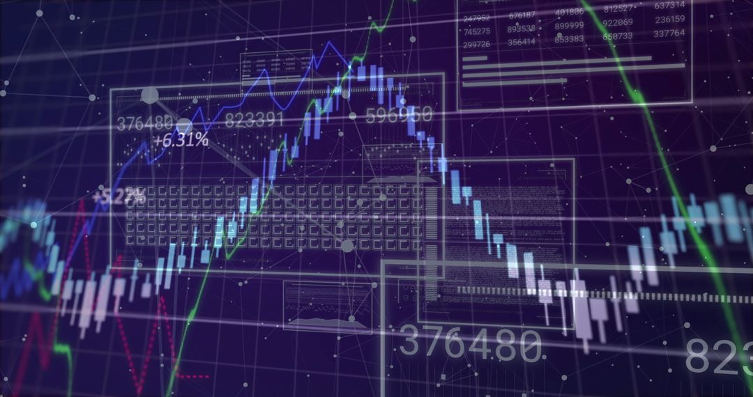 Abstract Financial Data and Digital Analytics Visualization