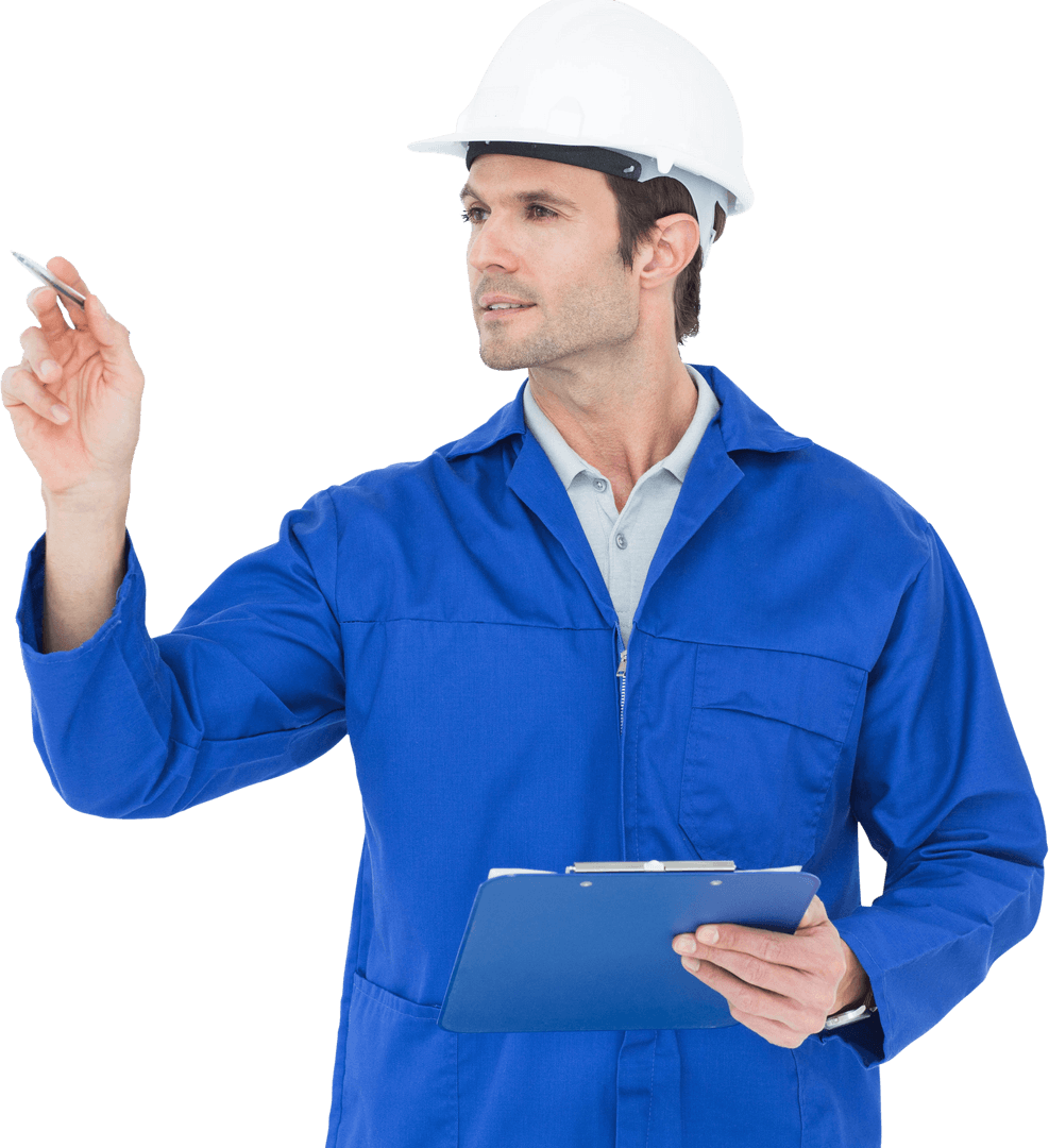 Transparent Image of Engineer Supervisor Focused on Work Inspection