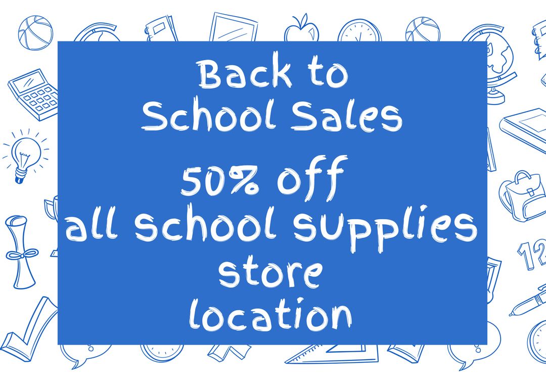 Back to School Sales Announcement with Icon Border