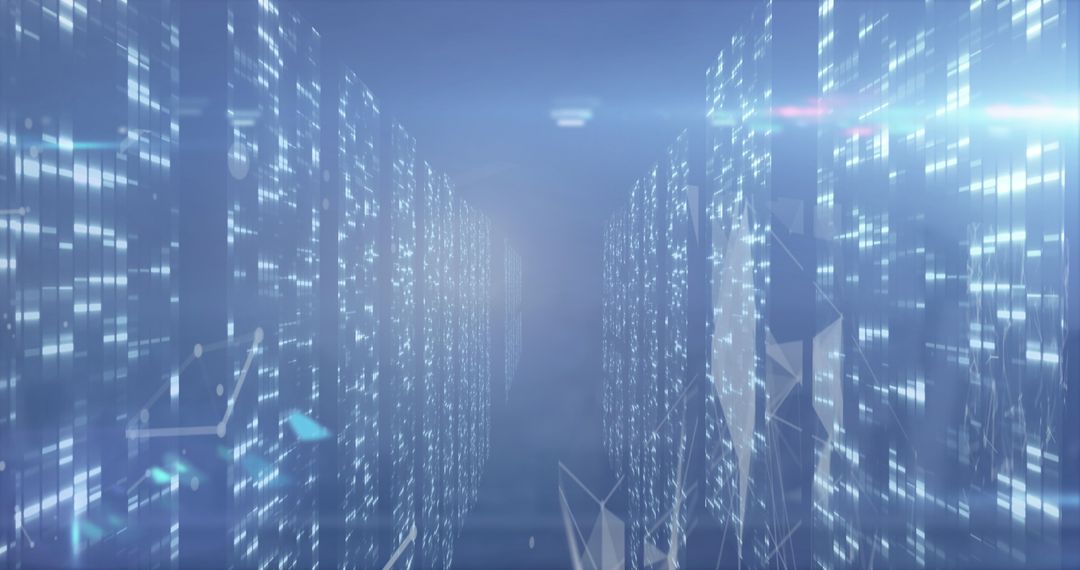 Futuristic Digital Interface with Polygonal Shapes and Light FX