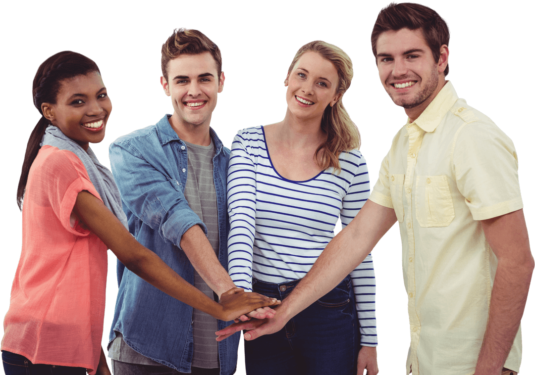 Happy Multicultural Team Achieving Success With Transparent Effect