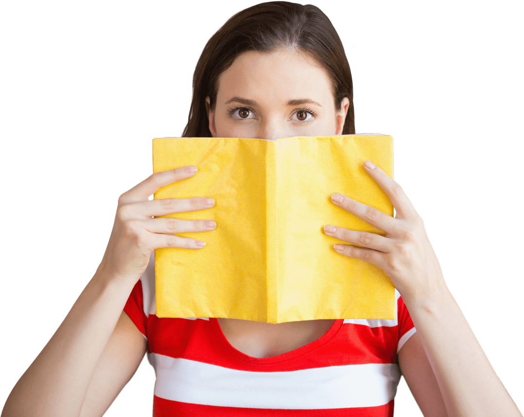 Student with Yellow Book in Uniform for Transparent Design Use