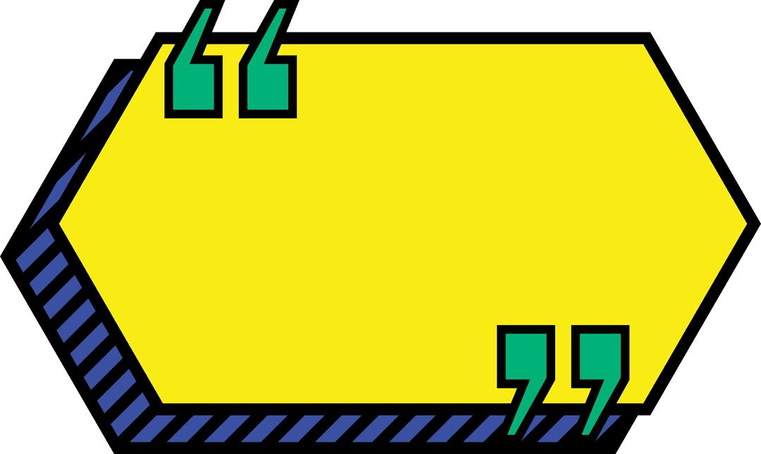 Colorful Hexagonal Quote Bubble on Transparent Background