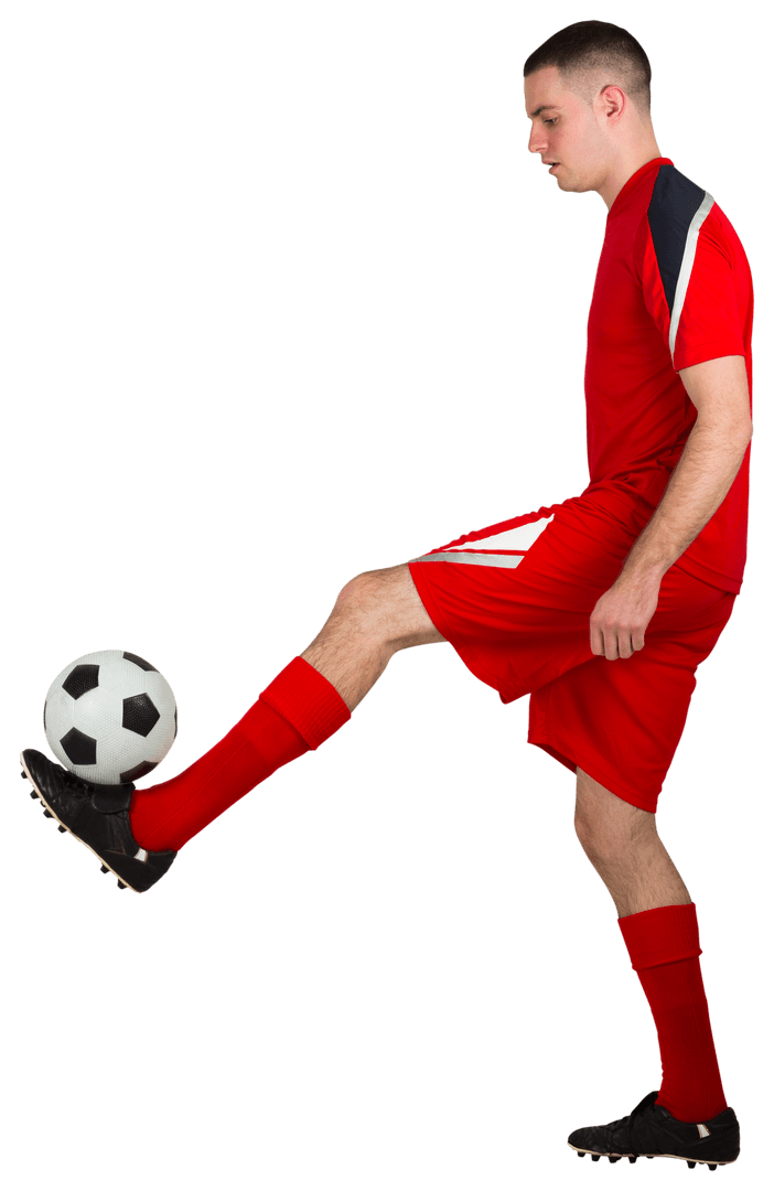 Transparent Fit Football Player Balancing Soccer Ball