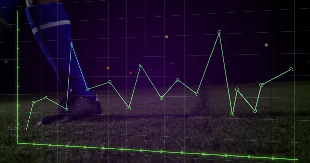 Football Player Kicking with Line Graph Overlay Indicating Sports Performance Innovation