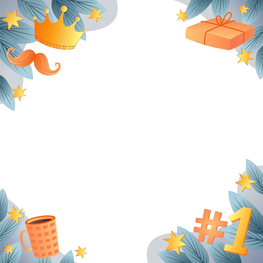 Epic Award Frame with Mustache and Crown on Transparent Background