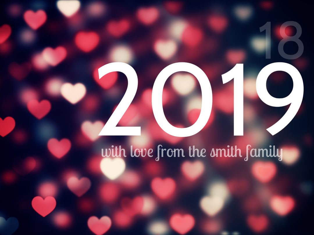 2019 New Year Celebration with Heart Bokeh and Festive Vibes