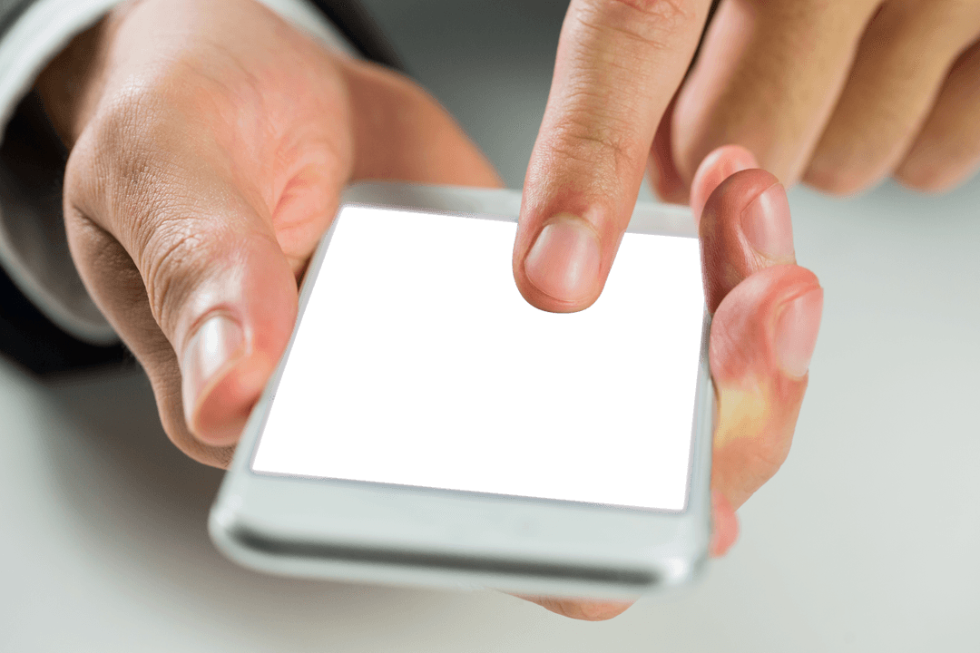Caucasian Man Using Smartphone with Transparent Background