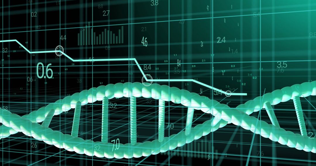 DNA Strand with Data Analytics in Futuristic Concept