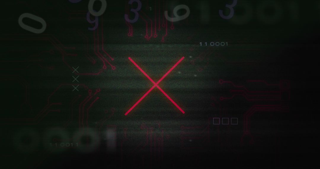 Glowing Red X Symbol on Dark Futuristic Digital Interface