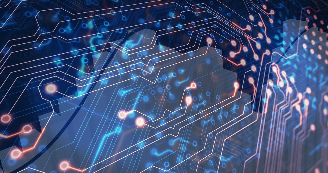 Futuristic Circuit Board with Holographic Digital Paths