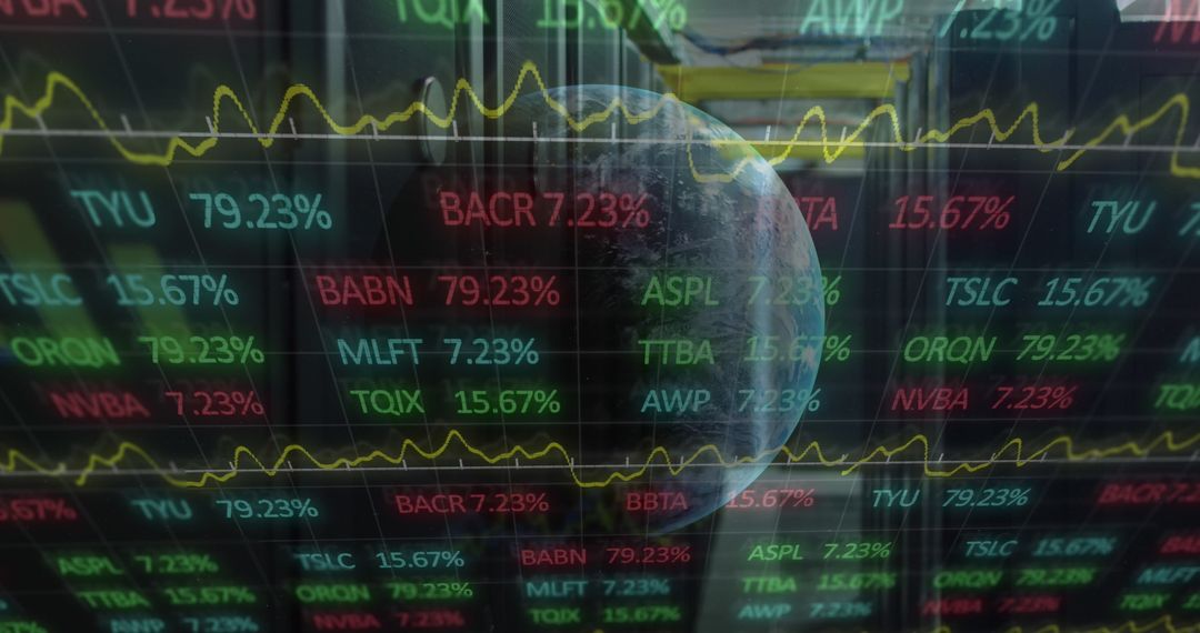 Global Data Processing with Stock Market Visualization Overlay
