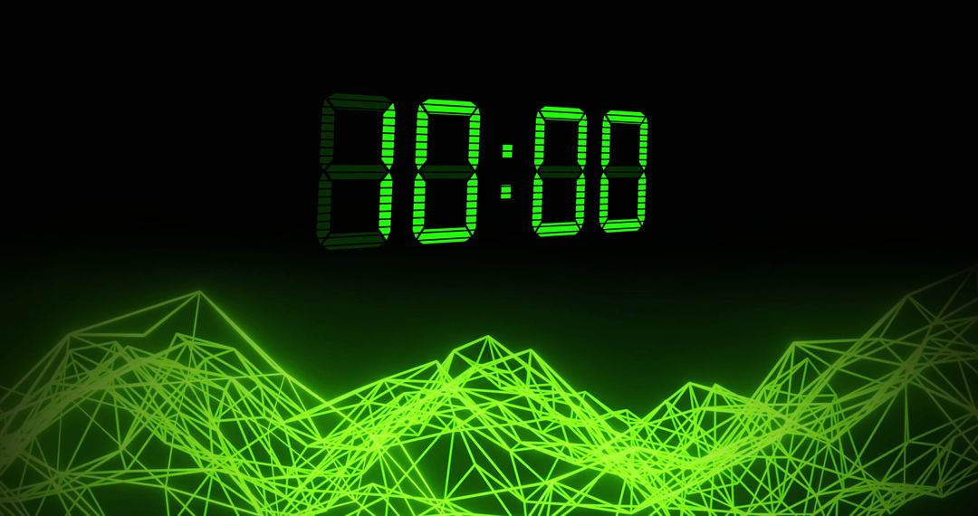 Green Digital Clock Timer on Network Connections Background