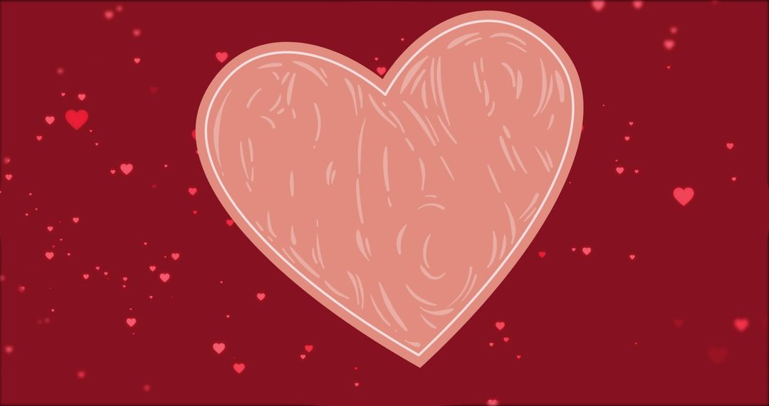 Pink Heart on Red Background with Floating Hearts
