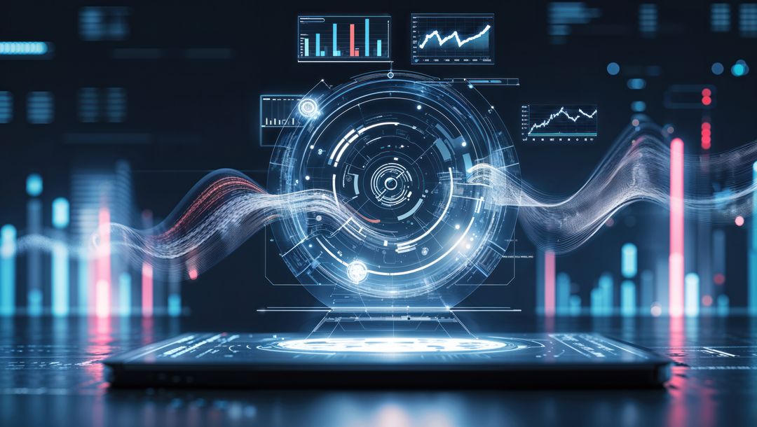 Futuristic Holographic Interface Above Tablet