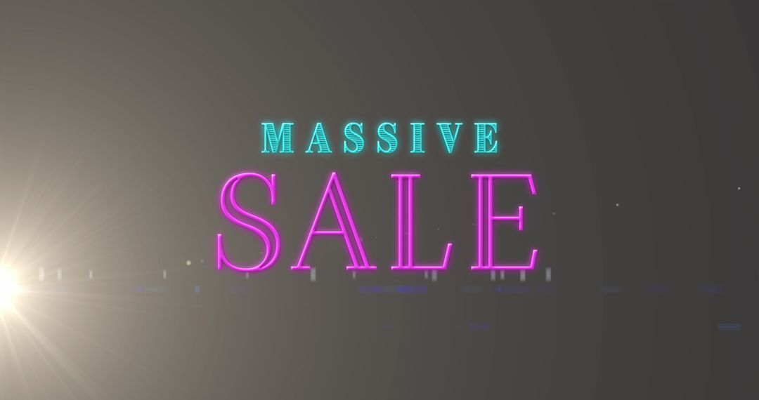 Massive Sale Announcement with Retro Neon Text