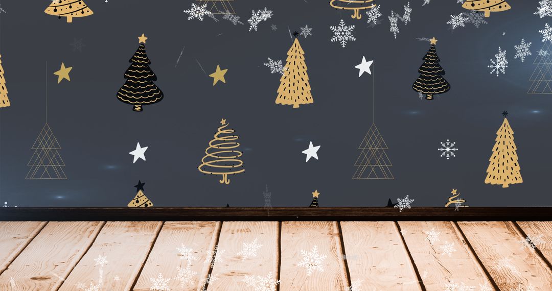 Festive Christmas Trees Pattern on Rustic Background