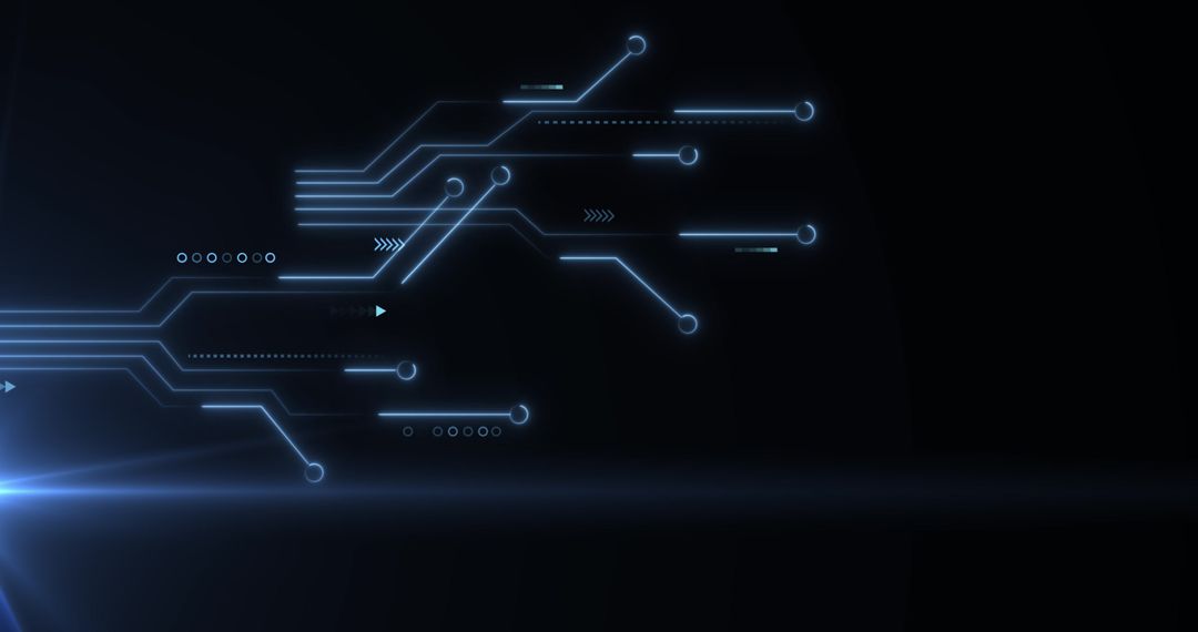 Futuristic Digital Circuit Board with Glowing Data Lines