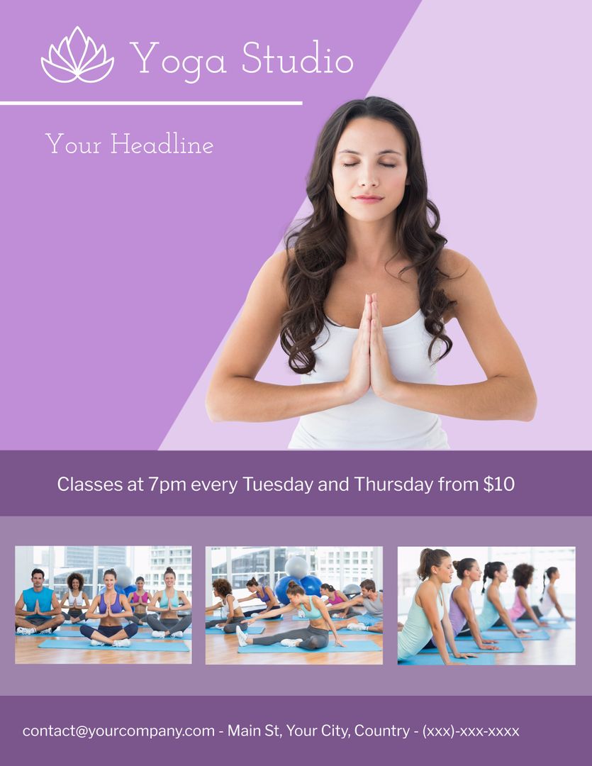 Yoga Studio Poster Featuring Serene Woman Practicing Meditation