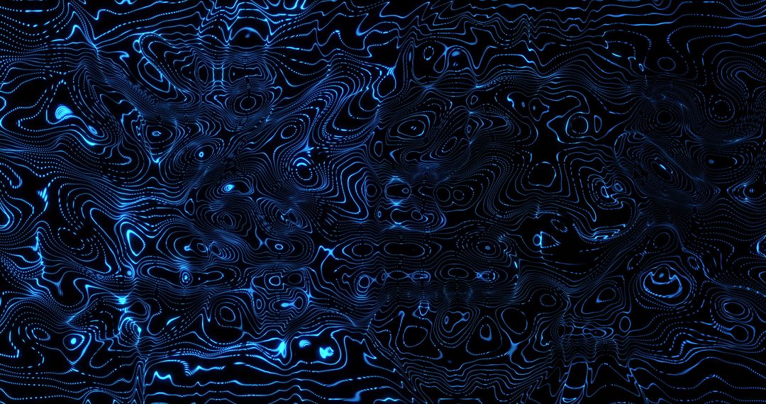 Abstract Blue Wave Patterns on Black Background