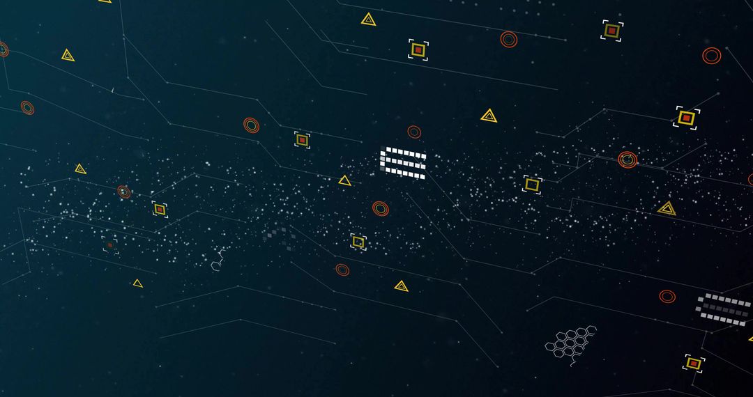 Streaming digital data network with particles, circuit traces and geometric targets