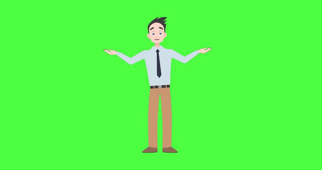 Illustrated Character Gesturing on Green Screen