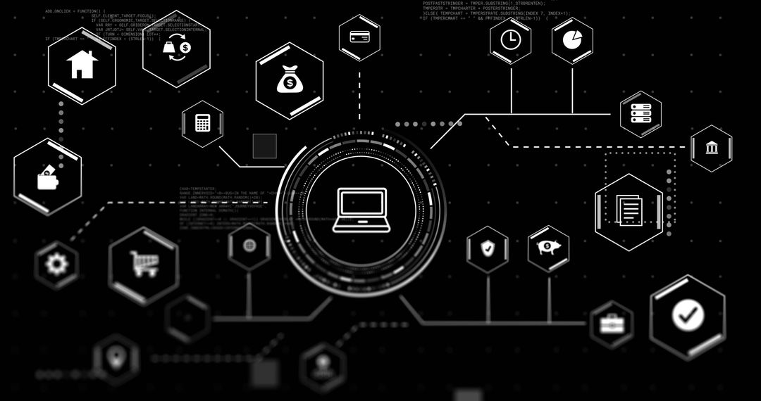 Digital Financial Network with Technology Icons
