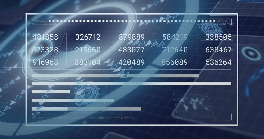 Futuristic Digital Dashboard with Holographic Interface and Numeric Data