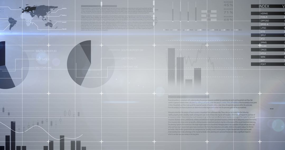 Abstract Financial Data Chart with World Map Overlay - Free Images, Stock Photos and Pictures on Pikwizard.com