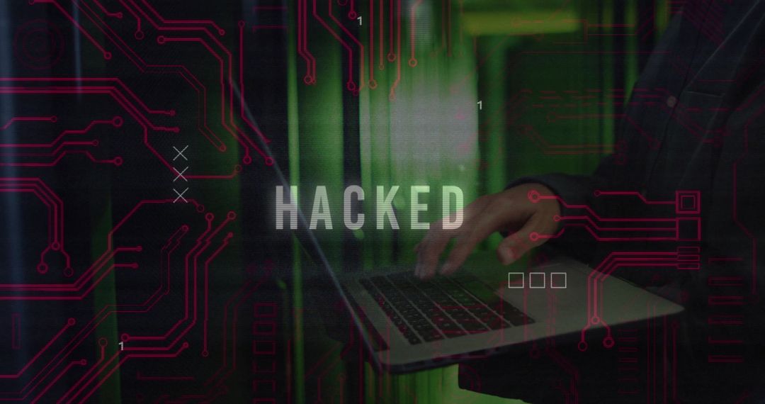 Cybersecurity Threat Hacking Concept with Digital Circuit