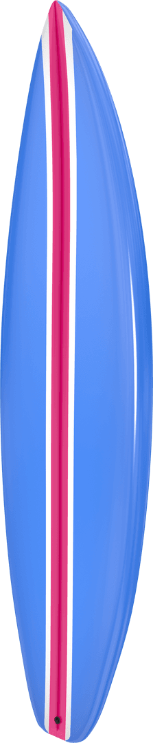Blue Surfboard with Red Stripes on Transparent Background