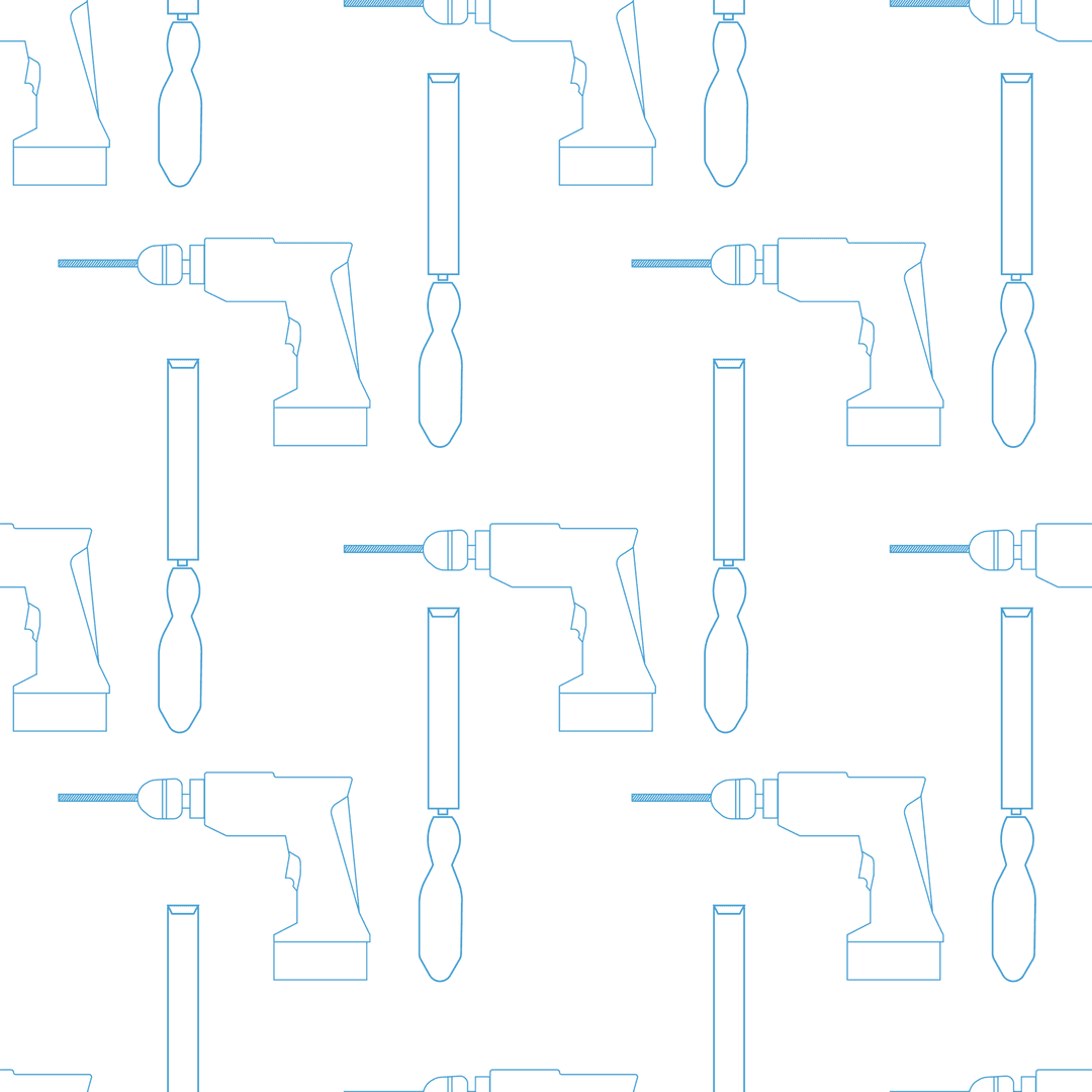 Blue Electric Tool Pattern on Transparent Background