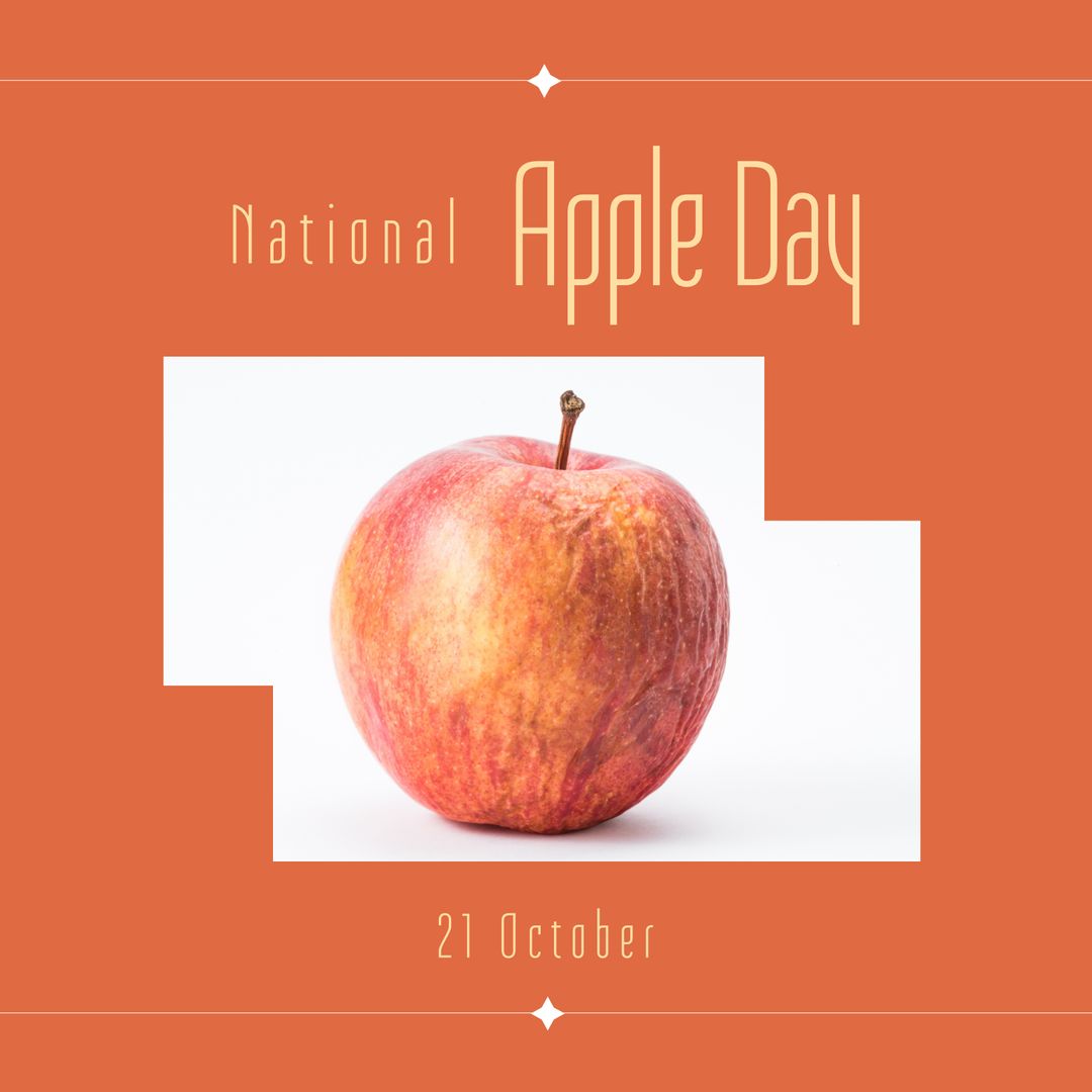 National Apple Day Celebration Poster with Red Apple on White - Download Free Stock Templates Pikwizard.com