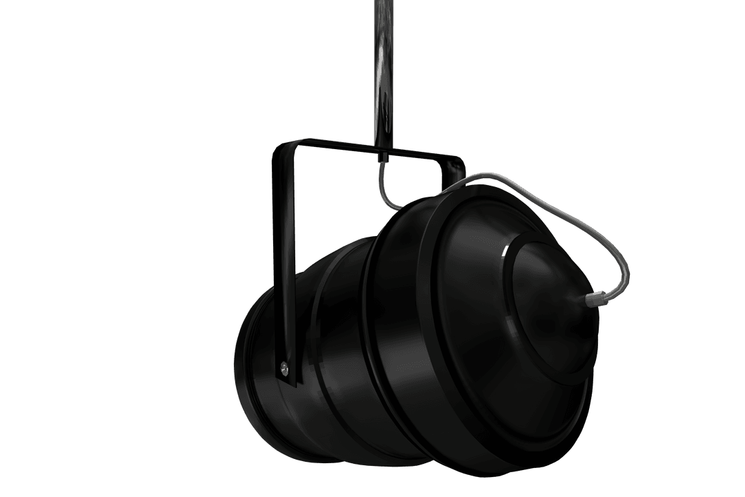 Transparent Background Black Stage Light Hanging on Hook