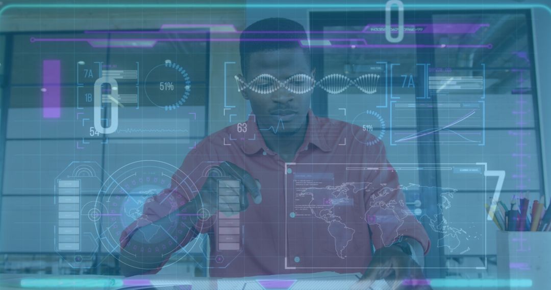 Innovative Tech Professional Analyzing Data in Modern Office