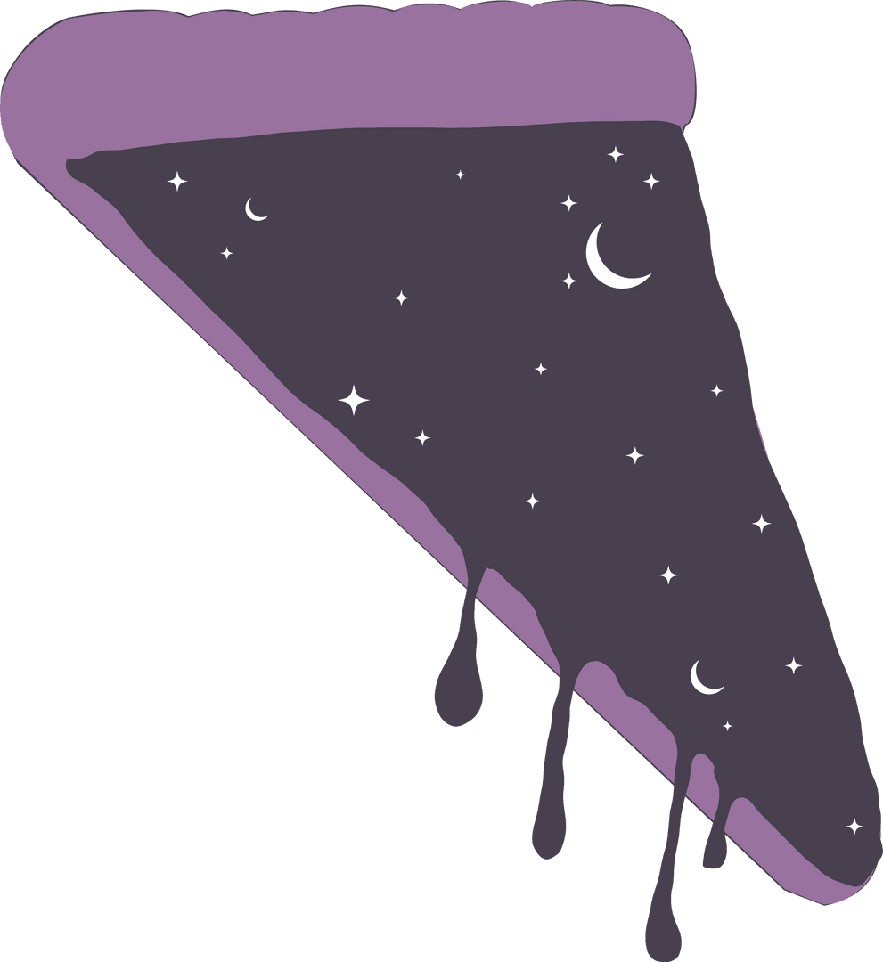 Cosmic Pizza Slice Dripping with Starry Night Topping on Transparent Background